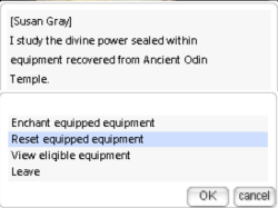 Equipment reset menu
