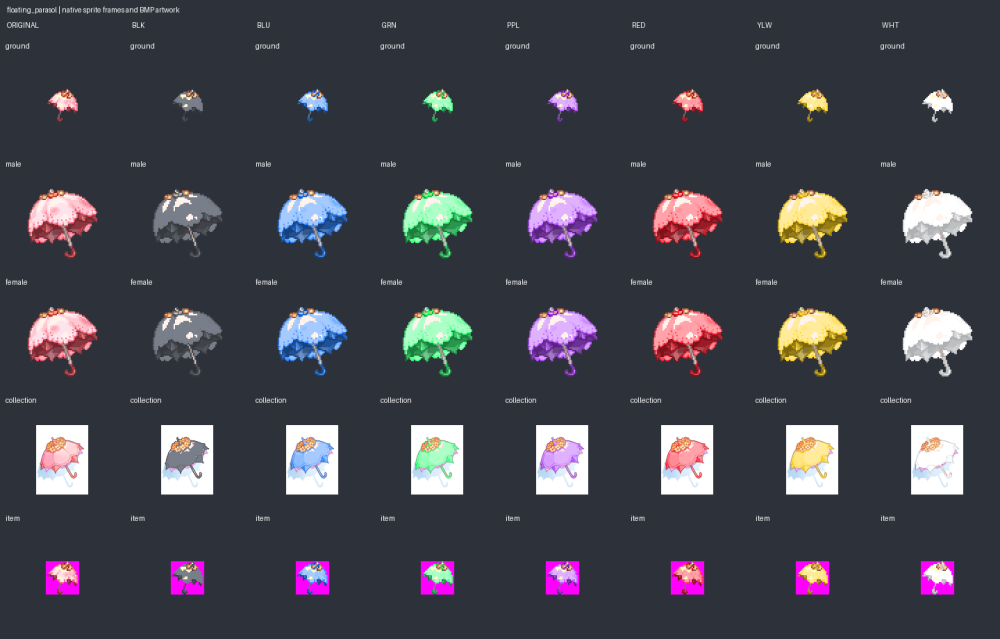 Floating Parasol original and color variant comparison