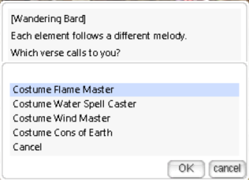 Screenshot to upload: Wandering Bard elemental path selection menu